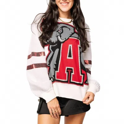 Queen Of Sparkles Alabama Oversize Mascot Sweater In White