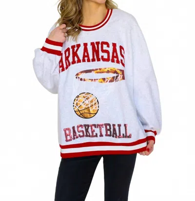 Queen Of Sparkles Arkansas Basketball Sweatshirt In Grey In White