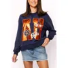 Queen Of Sparkles Auburn Metallic Sweatshirt In Navy In Multi