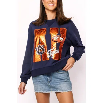 Queen Of Sparkles Auburn Metallic Sweatshirt In Navy In Multi