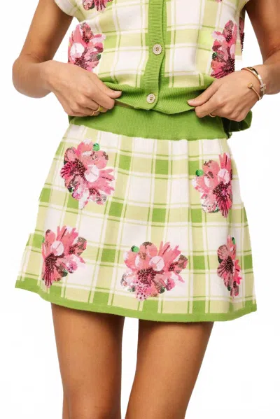 Queen Of Sparkles Azalea Knit Skirt In Green Plaid