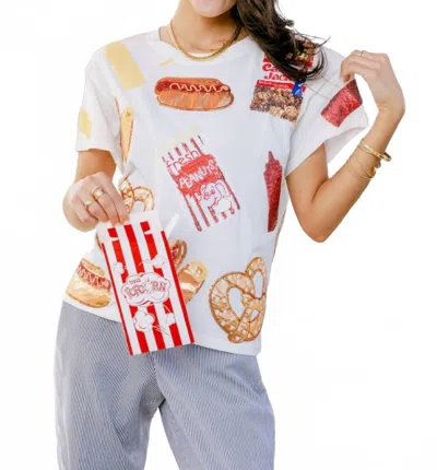 Queen Of Sparkles Ballpark Food Tee In White