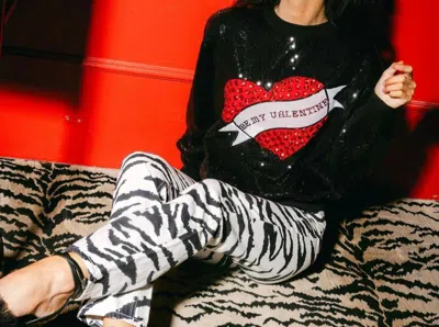 Queen Of Sparkles Be My Valentine Top In Black