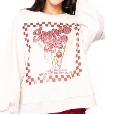 Queen Of Sparkles Beige & Red "sparkle Slice" Sweatshirt In Beige And Red In White