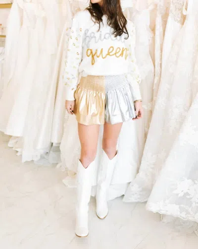 Queen Of Sparkles Bridal Sweater In Silver And Gold In Multi