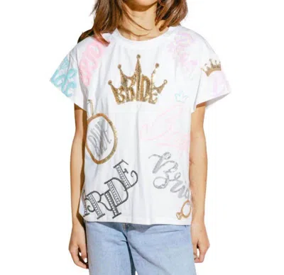 Queen Of Sparkles Bride All Over Tee Top In White