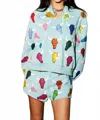 Queen Of Sparkles Bull Head Sweatshirt In Teal Multi In Blue