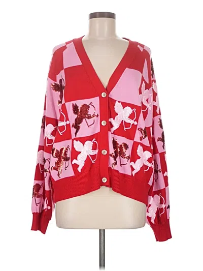 Pre-owned Queen Of Sparkles Cardigan Sweater In Red