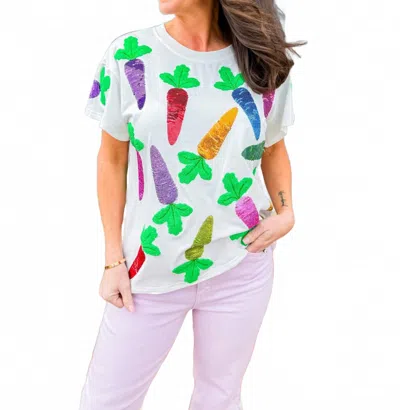 Queen Of Sparkles Carrot Tee In White Multi