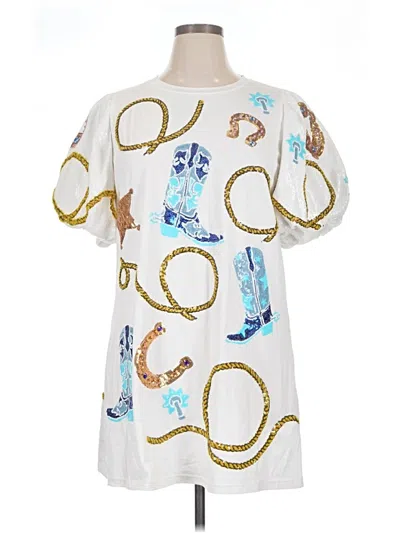 Pre-owned Queen Of Sparkles Casual Dress In White