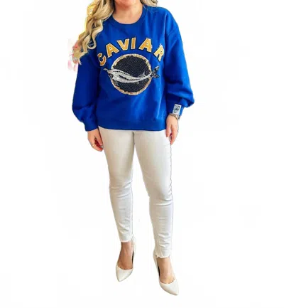 Queen Of Sparkles Caviar Sweatshirt In Dark Blue