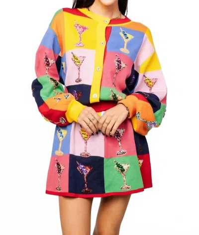 Queen Of Sparkles Checkered Cosmo Sweater In Multi