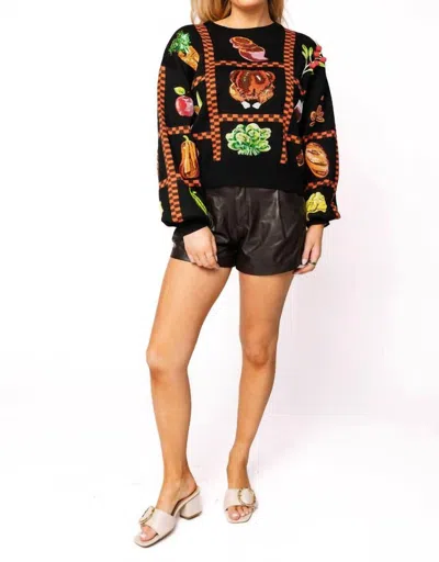 Queen Of Sparkles Checkered Thanksgiving Icon Sweater In Black