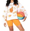 QUEEN OF SPARKLES CHEERS QUEEN ICON SWEATSHIRT IN ORANGE AND WHITE