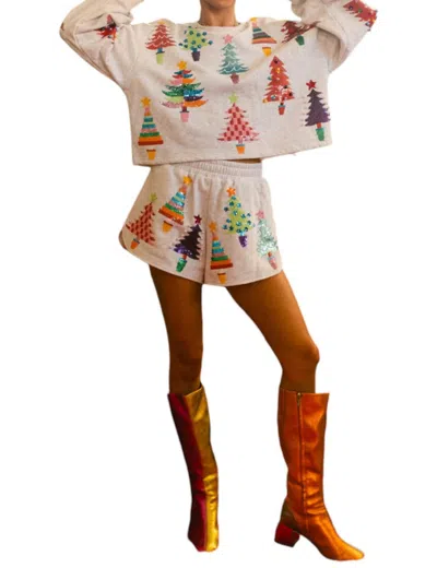 Queen Of Sparkles Christmas Tree Shorts In Grey