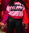 Queen Of Sparkles Colorblock Hugs And Kisses Sweater In Pink In Pink