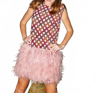 Queen Of Sparkles Diamond Feather Dress In Light Pink