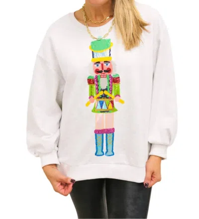 Queen Of Sparkles Drummer Nutcracker Sweatshirt In Heather Grey