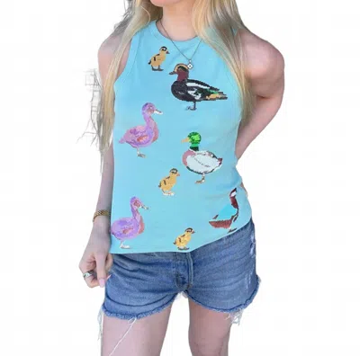 Queen Of Sparkles Duck Tank In Aqua Multi In Blue