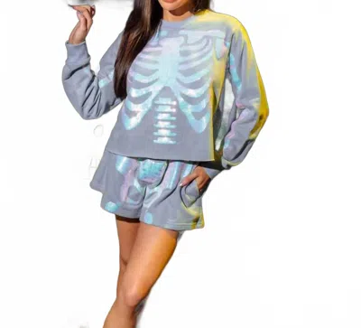 Queen Of Sparkles Dusty Tonal Skeleton Shorts In Grey In Multi