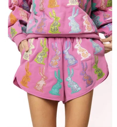 Queen Of Sparkles Easter Bunny Sweatshirt In Purple Multi In Pink