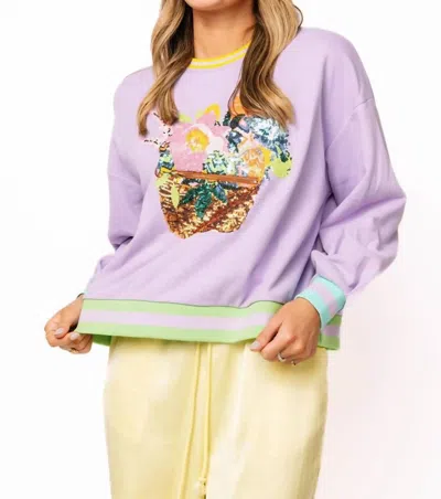 Queen Of Sparkles Easter Egg & Flower Basket Serat Shirt In Lavender In Purple