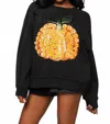 Queen Of Sparkles Flower Sequin Pumpkin Sweatshirt In Black In Black