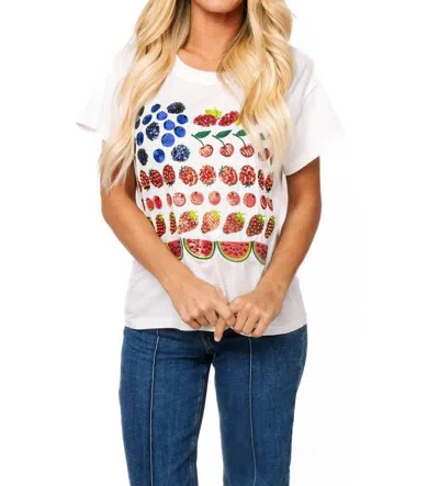 Queen Of Sparkles Fruit Usa Flag Tee In White