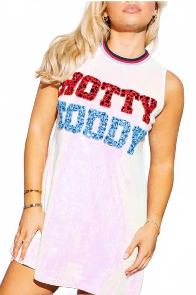 Queen Of Sparkles Full Sequin Hotty Toddy Tank Dress In White