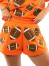 Queen Of Sparkles Fuzzy Football Shorts In Orange In Orange