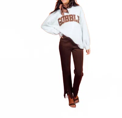 Queen Of Sparkles Gobble Crewneck Sweatshirt In Grey In Multi