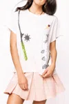Queen Of Sparkles Gone Fishing Short Sleeve Tee In White Multi In Multi