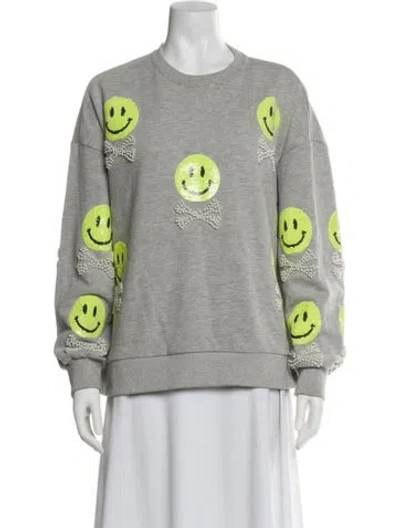 Pre-owned Queen Of Sparkles Graphic Print Crew Neck Sweatshirt In Gray