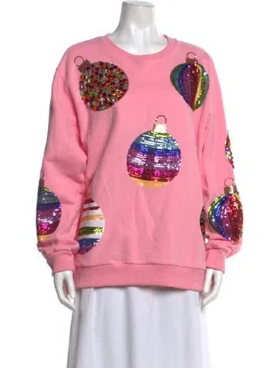 Pre-owned Queen Of Sparkles Graphic Print Crew Neck Sweatshirt In Pink