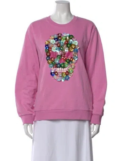 Pre-owned Queen Of Sparkles Graphic Print Crew Neck Sweatshirt In Pink