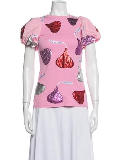 Pre-owned Queen Of Sparkles Graphic Print Crew Neck Top In Multicolor