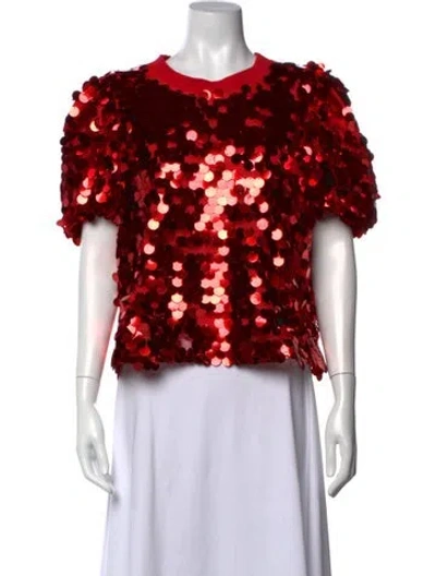 Pre-owned Queen Of Sparkles Graphic Print Crew Neck Top In Red