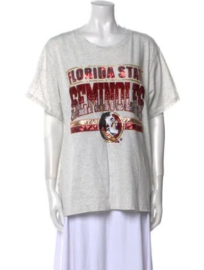 Pre-owned Queen Of Sparkles Graphic Print Crew Neck T-shirt In White
