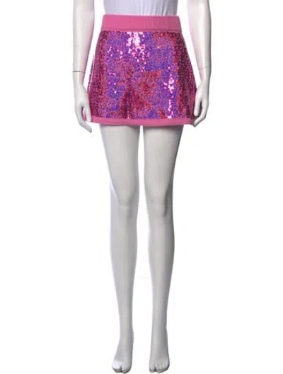 Pre-owned Queen Of Sparkles Graphic Print Mini Skirt In Pink