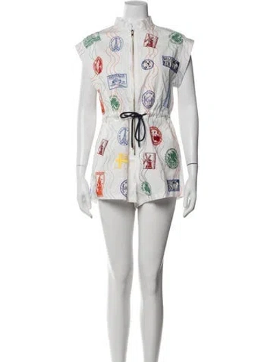Pre-owned Queen Of Sparkles Graphic Print Romper In White