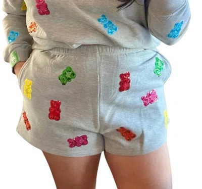Queen Of Sparkles Gummy Bear Pull On Shorts In Grey In Gray