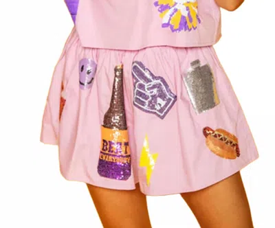 Queen Of Sparkles Icon Shorts In Purple In Pink
