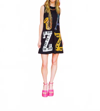 Queen Of Sparkles Jazz Instrument Tank Dress In Black