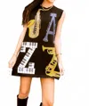Queen Of Sparkles Jazz Instrument Tank Dress In Black In Black