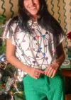 Queen Of Sparkles Jeweled Christmas Light Tee In White Multi In Multi