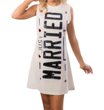 Queen Of Sparkles Just Married Tank Dress In White