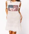 Queen Of Sparkles Lace Knit American Flag Tank Dress In White In White