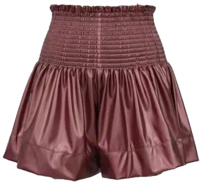 Queen Of Sparkles Leather Swing Shorts In Maroon In Multi