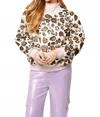 Queen Of Sparkles Leopard Mock Neck Sweatshirt In Ivory In White