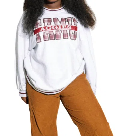 Queen Of Sparkles Licensed Aggies Sweatshirt In Grey Plaid In Brown